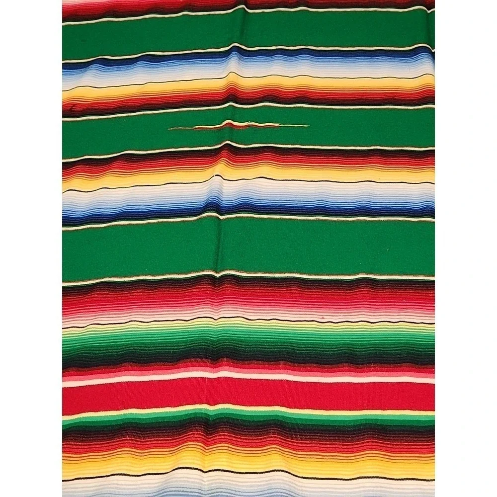 Vintage Mexican Serape Saltillo Blanket Woven Stripes Southwest 83 1/2x60